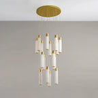 Chandelier | Alabaster & Brass Integrated LED & Damp-Rated