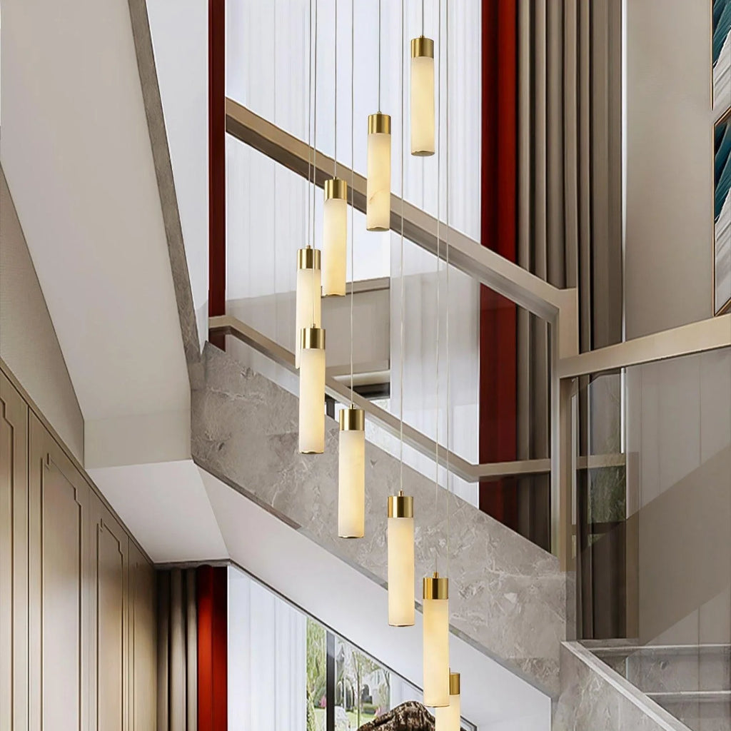 Chandelier | Alabaster & Brass Integrated LED & Damp-Rated