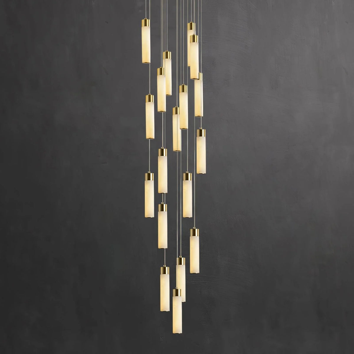Chandelier | Alabaster & Brass Integrated LED & Damp-Rated