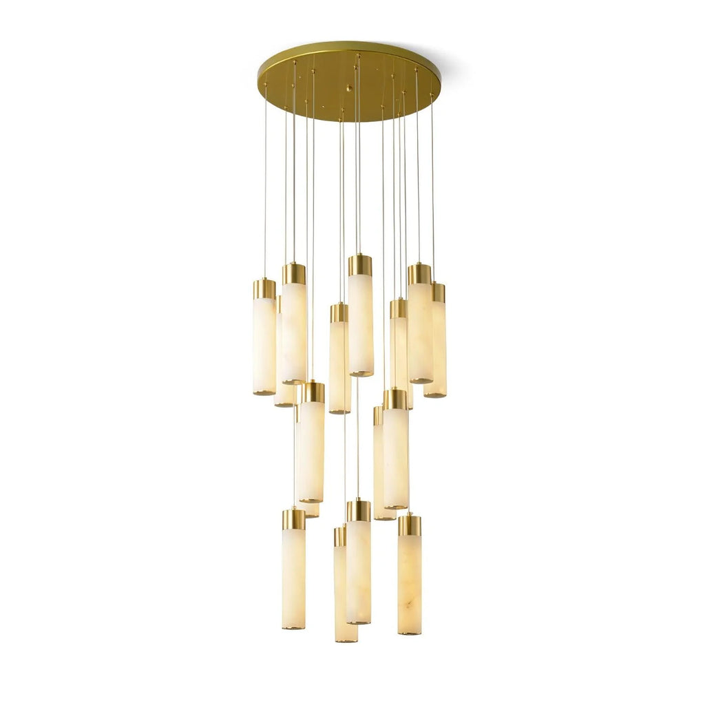 Chandelier | Alabaster & Brass Integrated LED & Damp-Rated