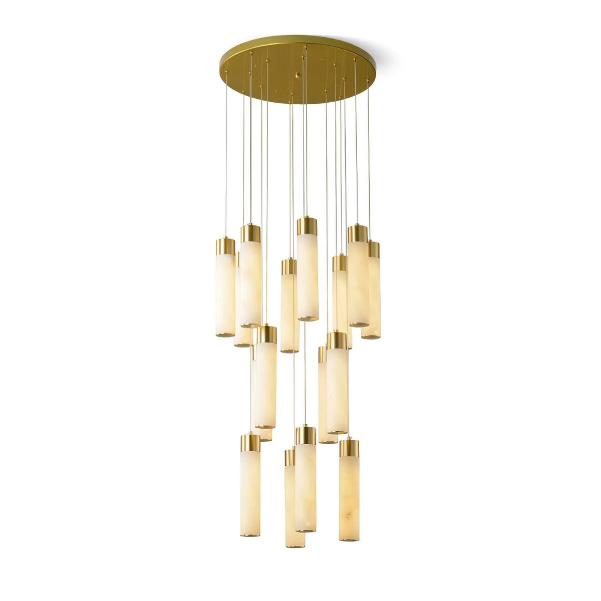 Chandelier | Alabaster & Brass Integrated LED & Damp-Rated