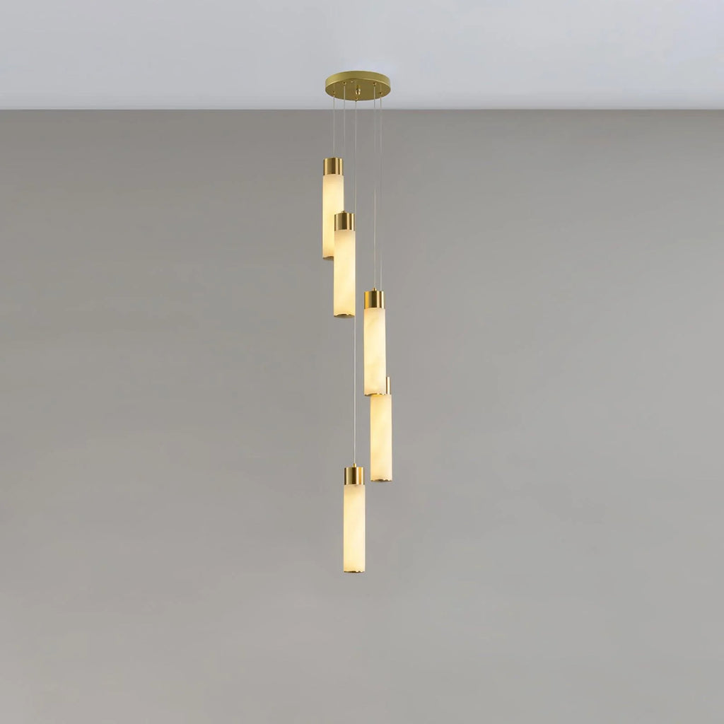 Chandelier | Alabaster & Brass Integrated LED & Damp-Rated