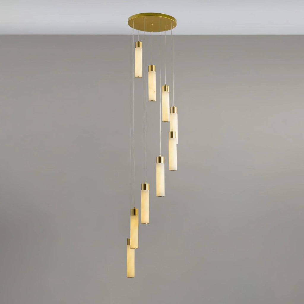 Chandelier | Alabaster & Brass Integrated LED & Damp-Rated