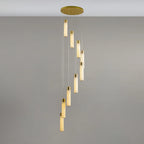 Chandelier | Alabaster & Brass Integrated LED & Damp-Rated