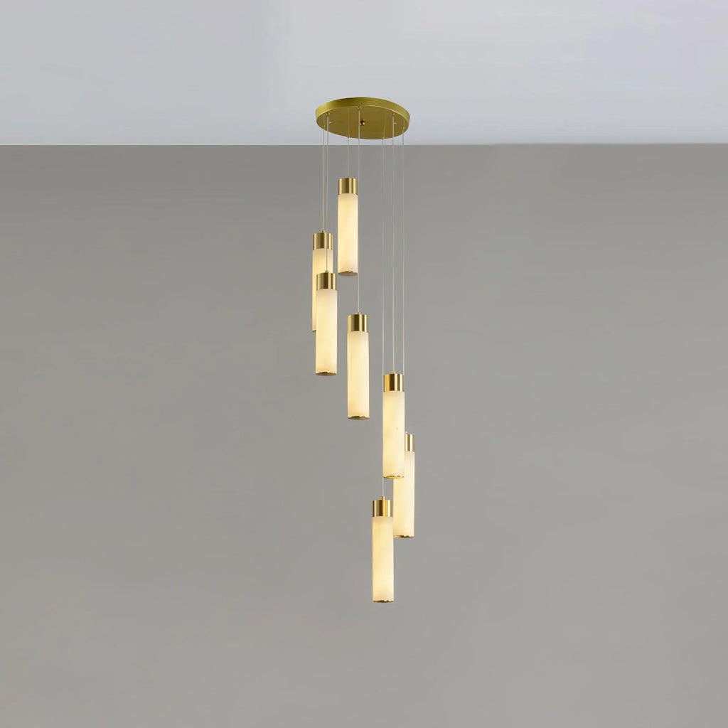 Chandelier | Alabaster & Brass Integrated LED & Damp-Rated
