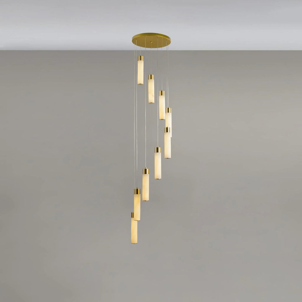 Chandelier | Alabaster & Brass Integrated LED & Damp-Rated