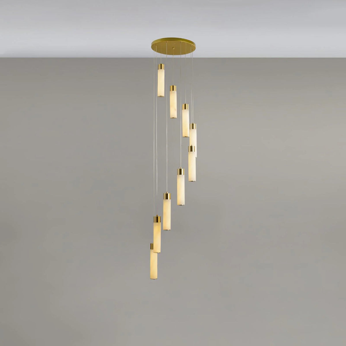 Chandelier | Alabaster & Brass Integrated LED & Damp-Rated