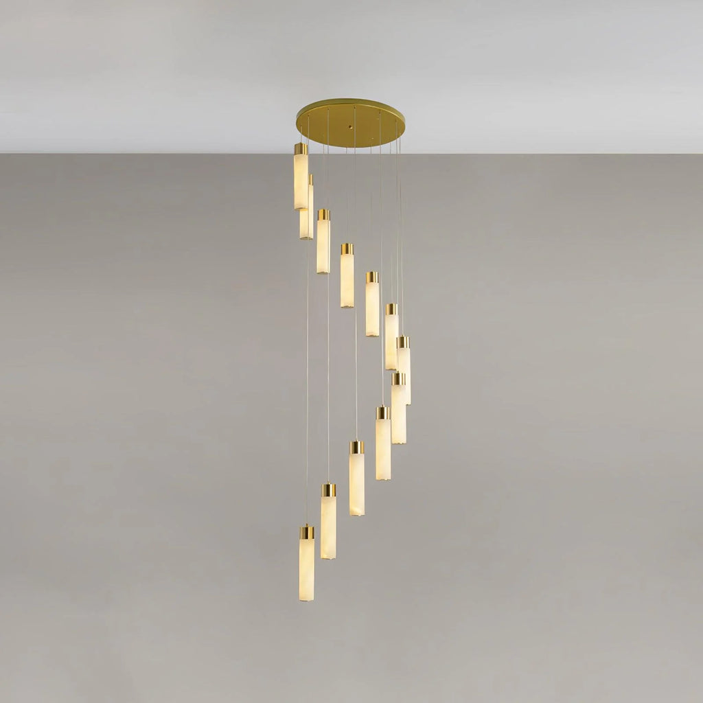 Chandelier | Alabaster & Brass Integrated LED & Damp-Rated