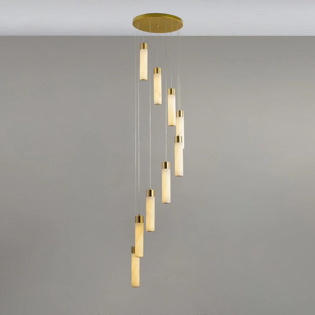 Chandelier | Alabaster & Brass Integrated LED & Damp-Rated
