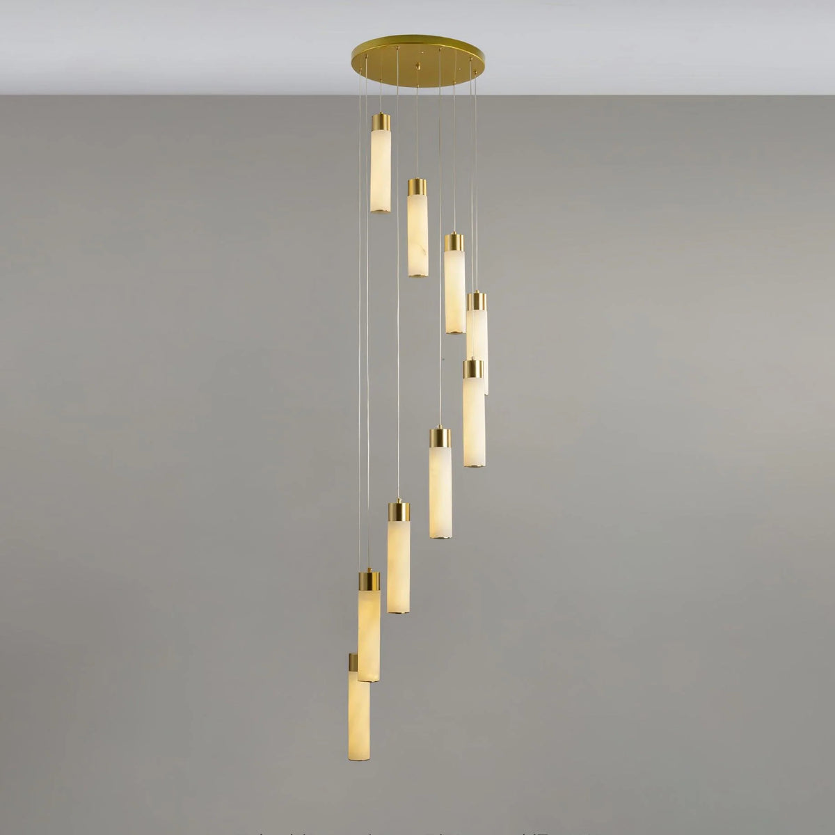 Chandelier | Alabaster & Brass Integrated LED & Damp-Rated