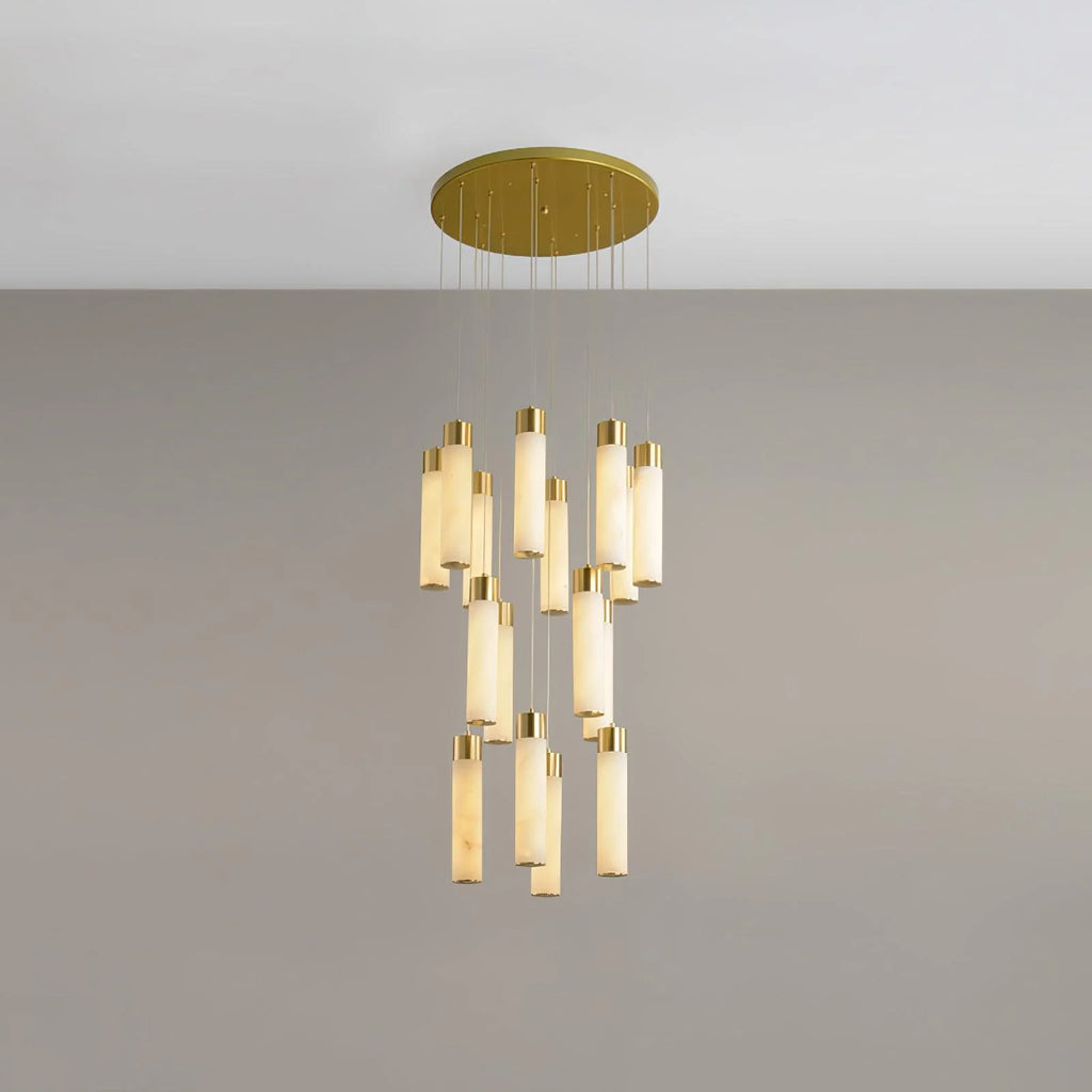 Chandelier | Alabaster & Brass Integrated LED & Damp-Rated