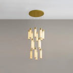 Chandelier | Alabaster & Brass Integrated LED & Damp-Rated