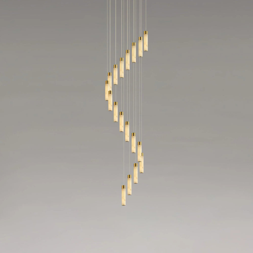 Chandelier | Alabaster & Brass Integrated LED & Damp-Rated