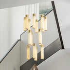 Chandelier | Alabaster & Brass Integrated LED & Damp-Rated