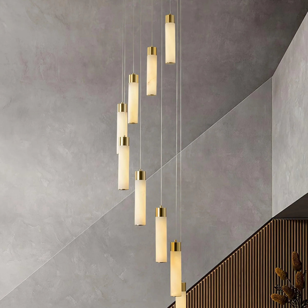Chandelier | Alabaster & Brass Integrated LED & Damp-Rated
