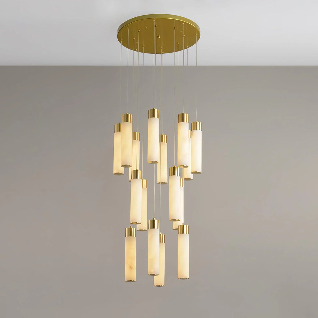 Chandelier | Alabaster & Brass Integrated LED & Damp-Rated