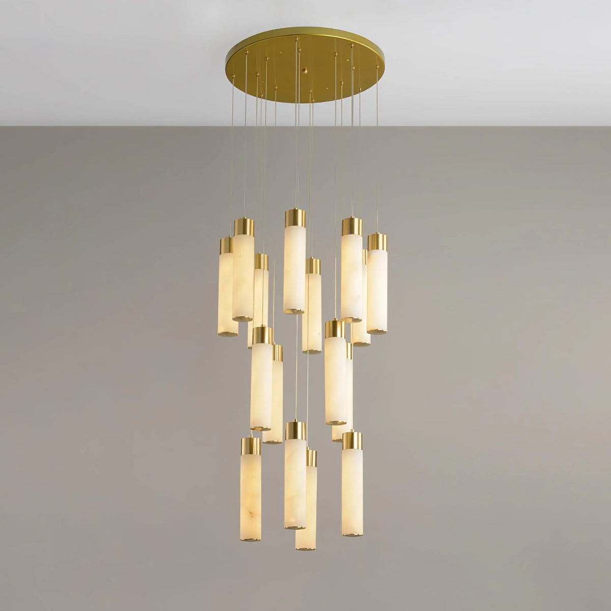 Chandelier | Alabaster & Brass Integrated LED & Damp-Rated