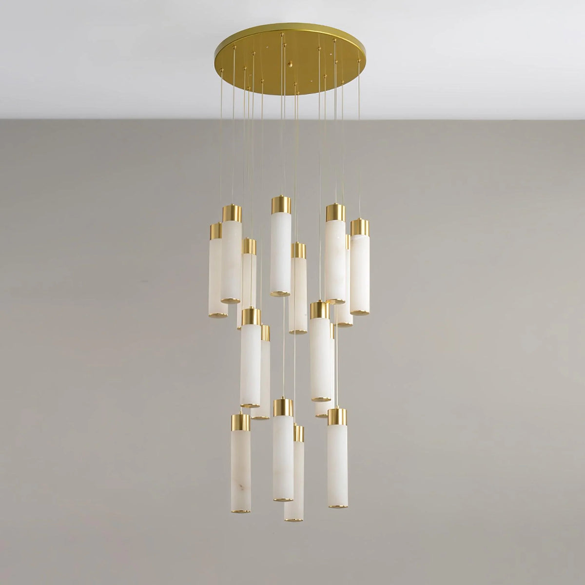 Chandelier | Alabaster & Brass Integrated LED & Damp-Rated