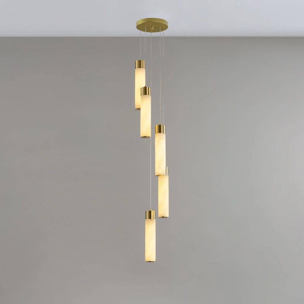 Chandelier | Alabaster & Brass Integrated LED & Damp-Rated