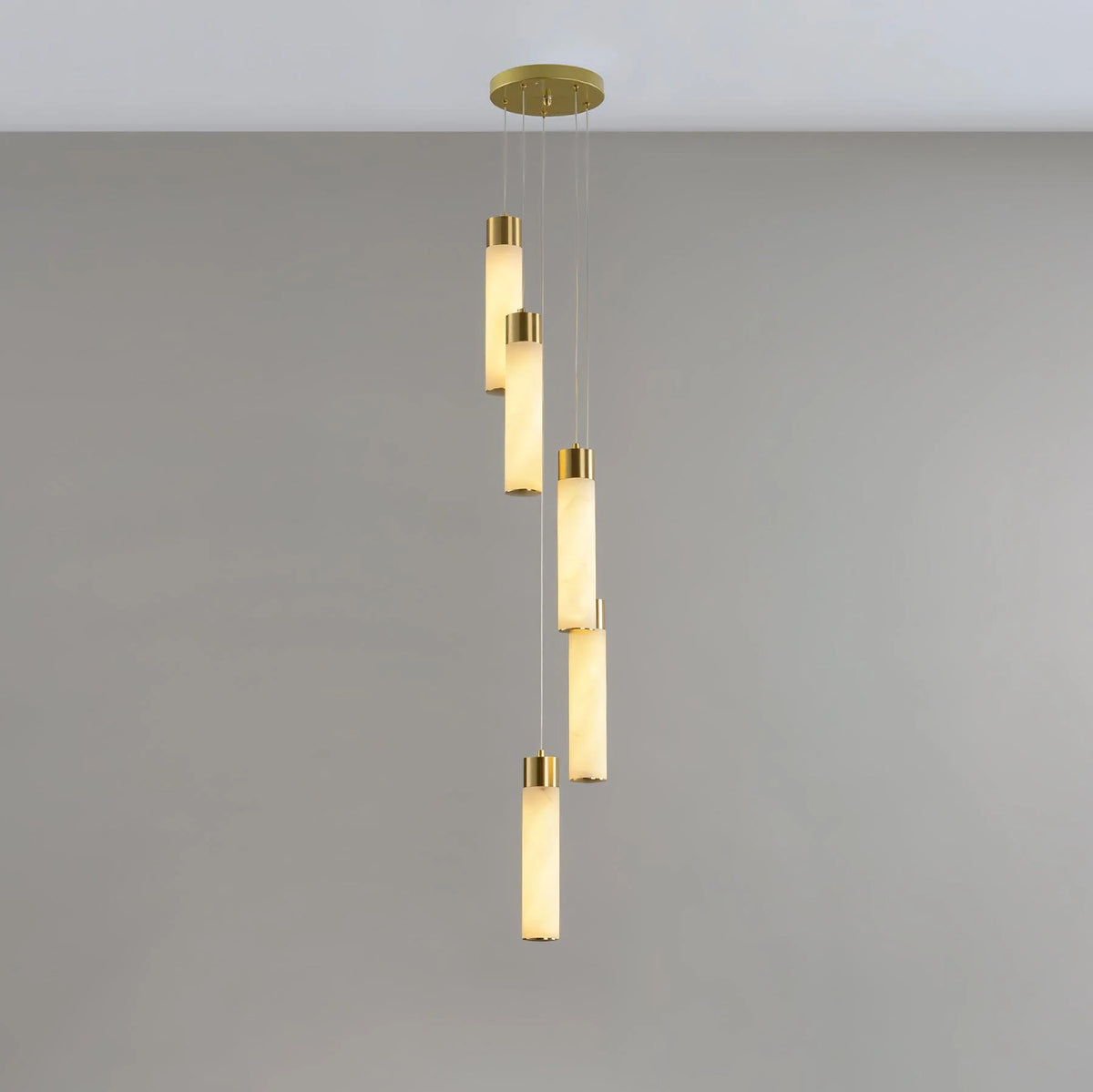 Chandelier | Alabaster & Brass Integrated LED & Damp-Rated