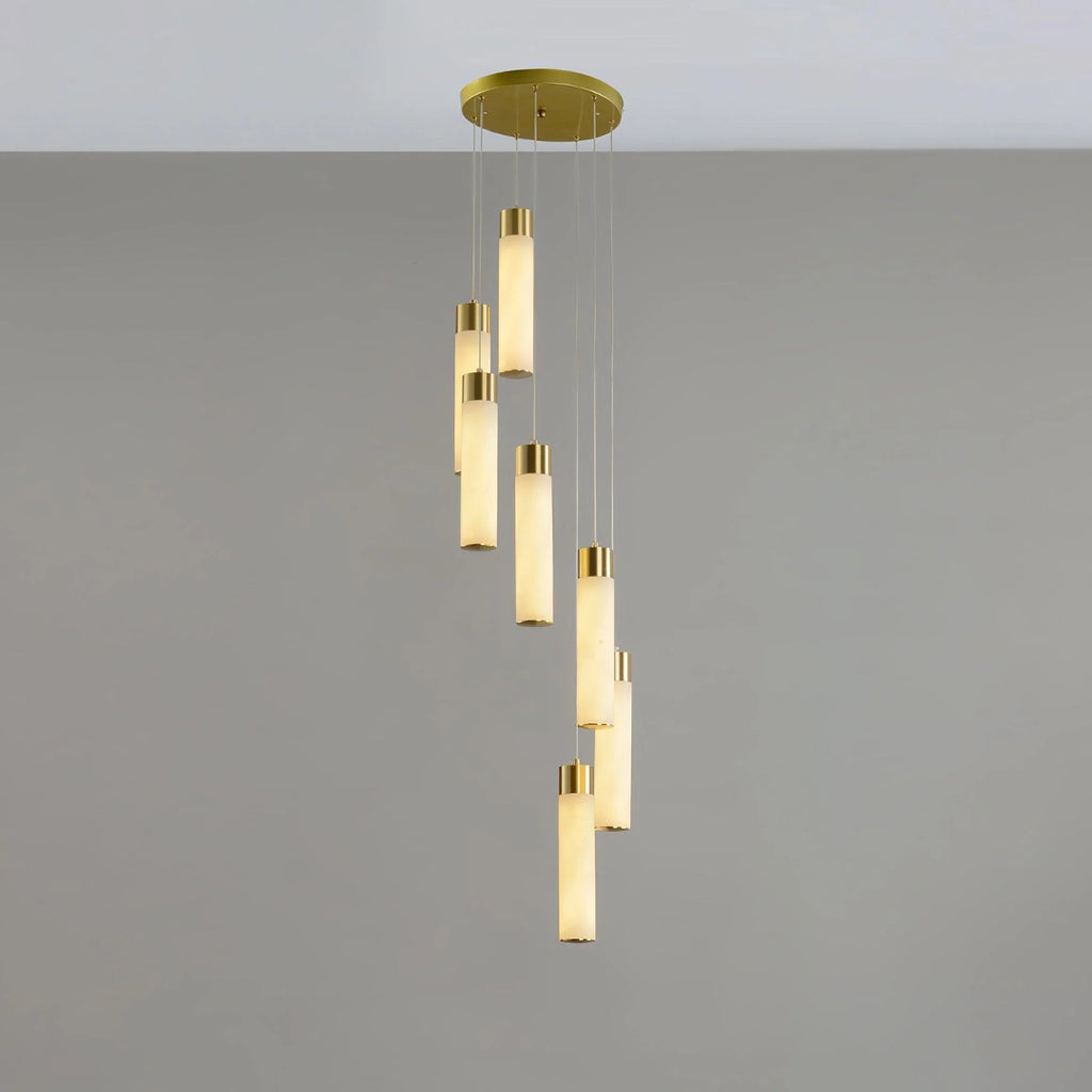 Chandelier | Alabaster & Brass Integrated LED & Damp-Rated