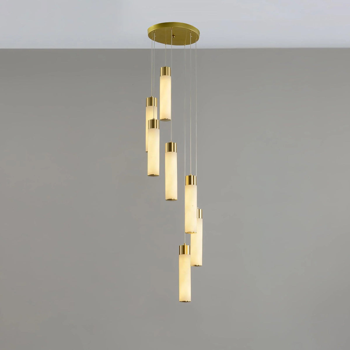 Chandelier | Alabaster & Brass Integrated LED & Damp-Rated