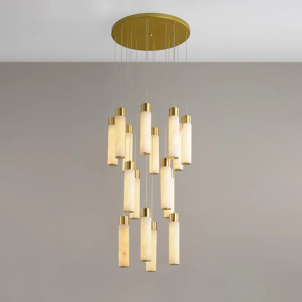 Chandelier | Alabaster & Brass Integrated LED & Damp-Rated