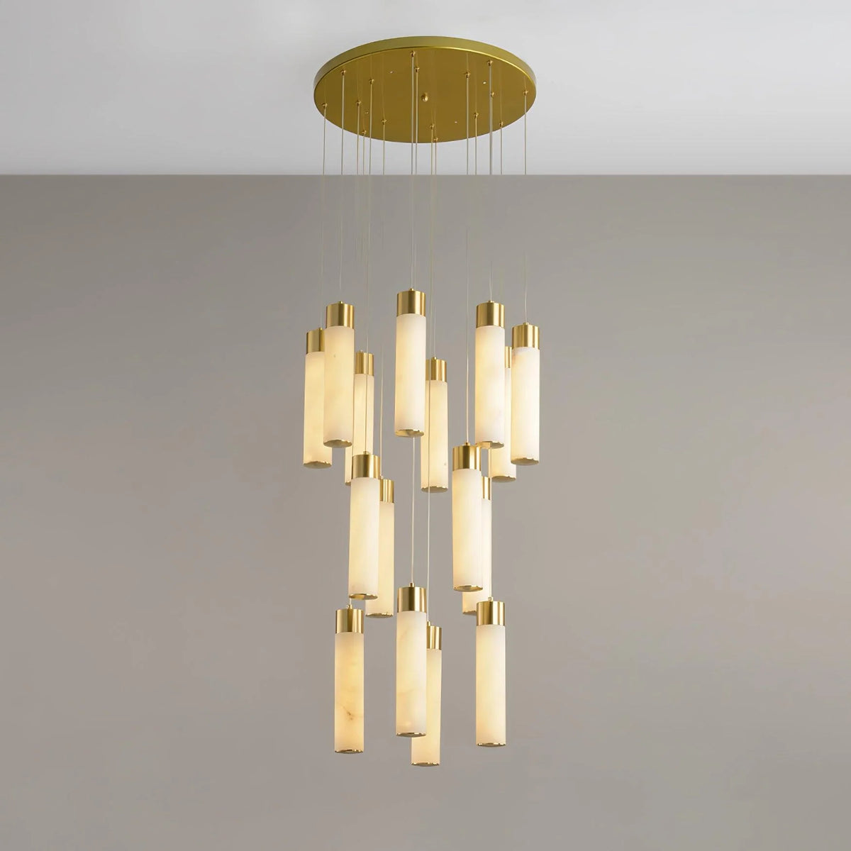Chandelier | Alabaster & Brass Integrated LED & Damp-Rated