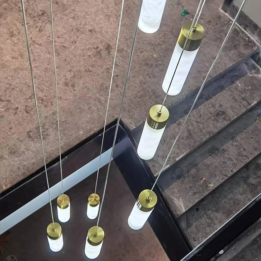 Chandelier | Alabaster & Brass Integrated LED & Damp-Rated