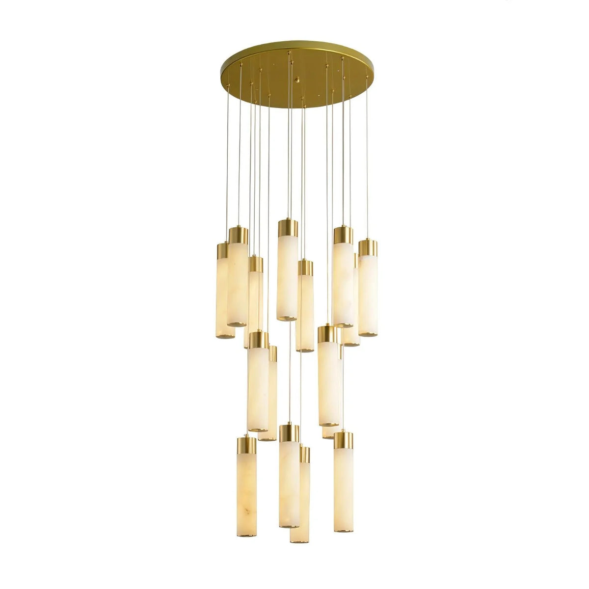 Chandelier | Alabaster & Brass Integrated LED & Damp-Rated