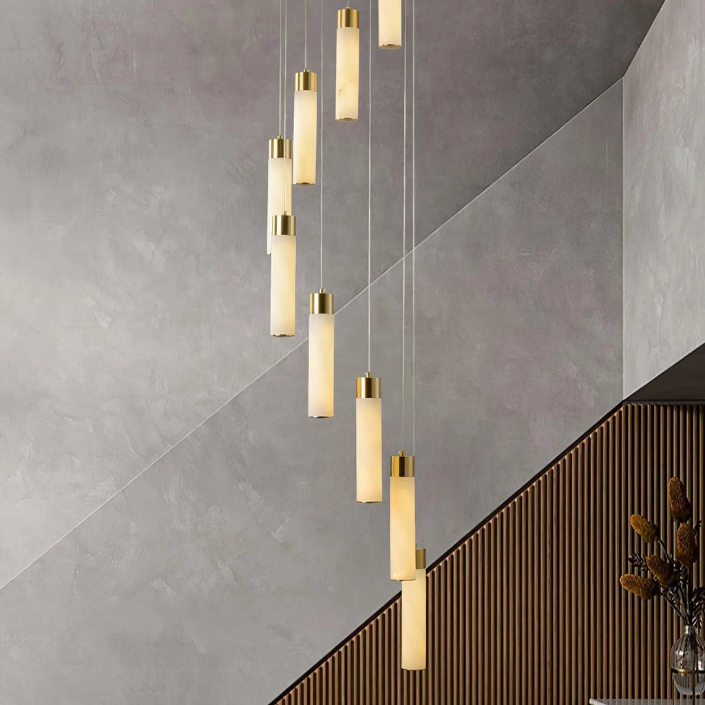 Chandelier | Alabaster & Brass Integrated LED & Damp-Rated