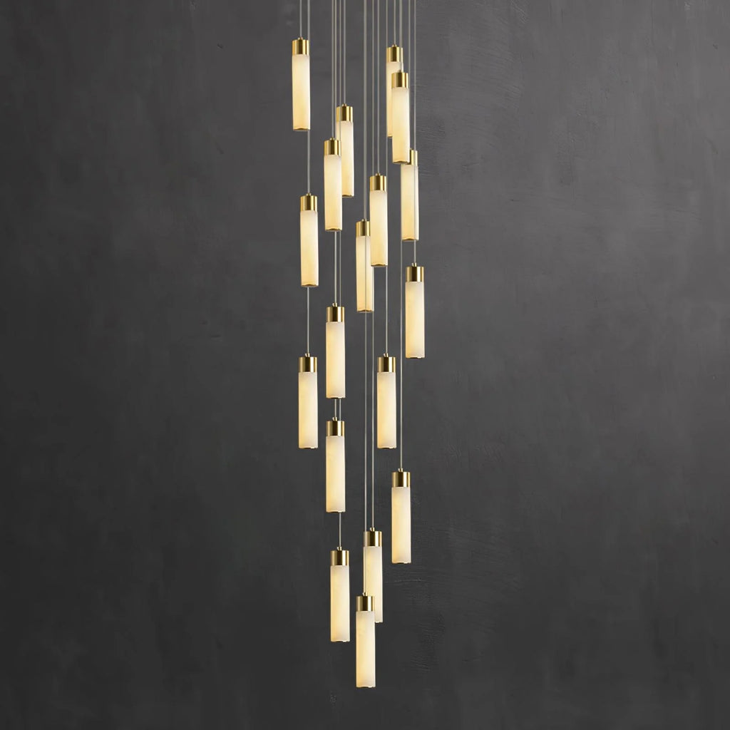 Chandelier | Alabaster & Brass Integrated LED & Damp-Rated