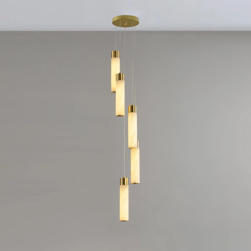 Chandelier | Alabaster & Brass Integrated LED & Damp-Rated