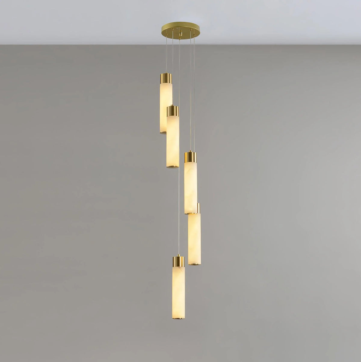 Chandelier | Alabaster & Brass Integrated LED & Damp-Rated
