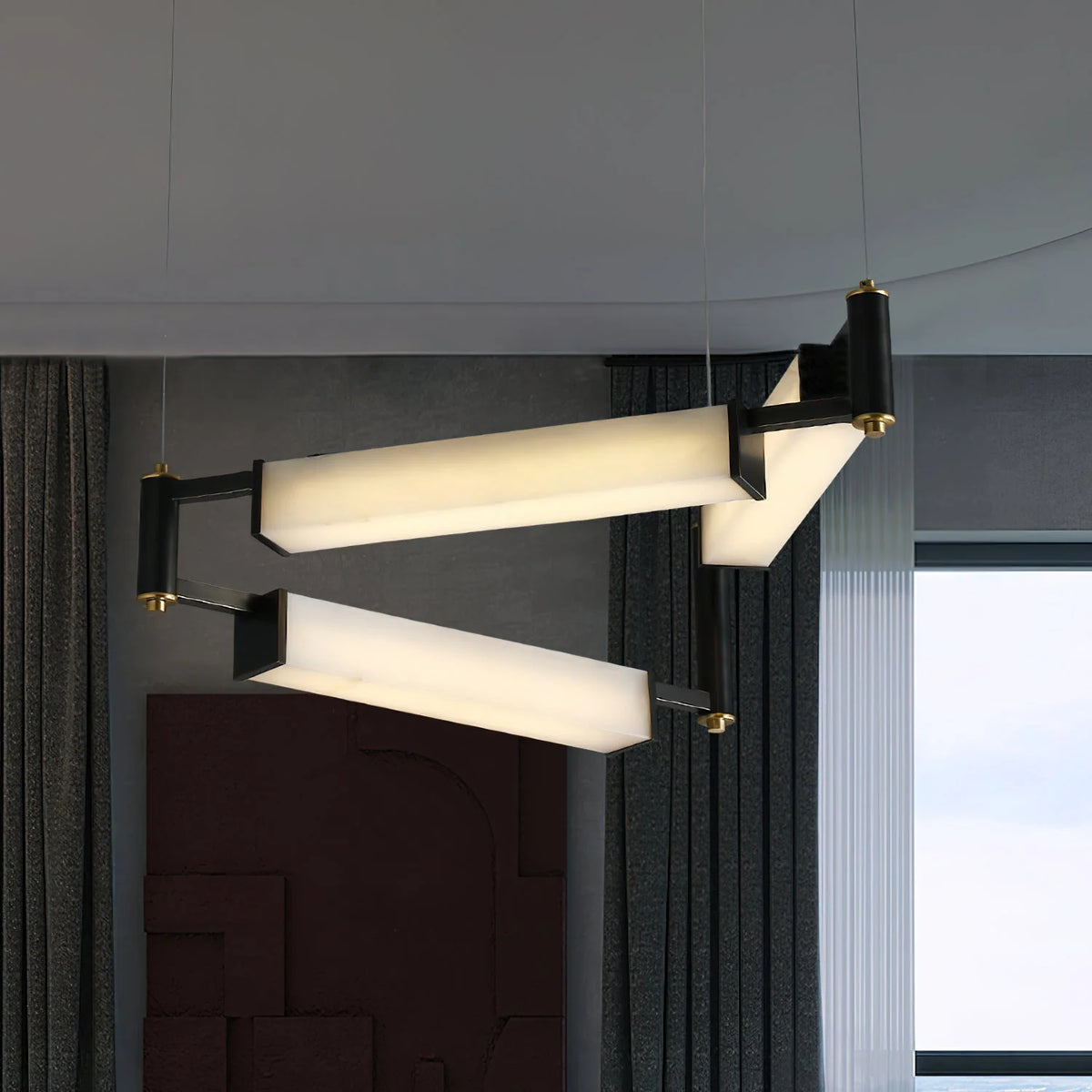 Chandelier | Brass & Alabaster | Integrated LED Lighting