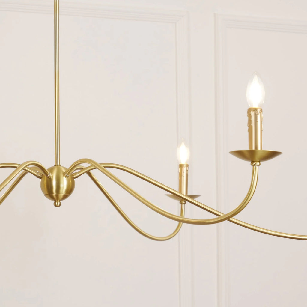 Chandelier | Candle-Style Minimalist Iron & Brass | 6-Light