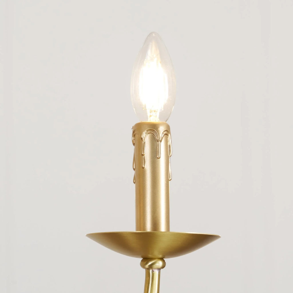 Chandelier | Candle-Style Minimalist Iron & Brass | 6-Light