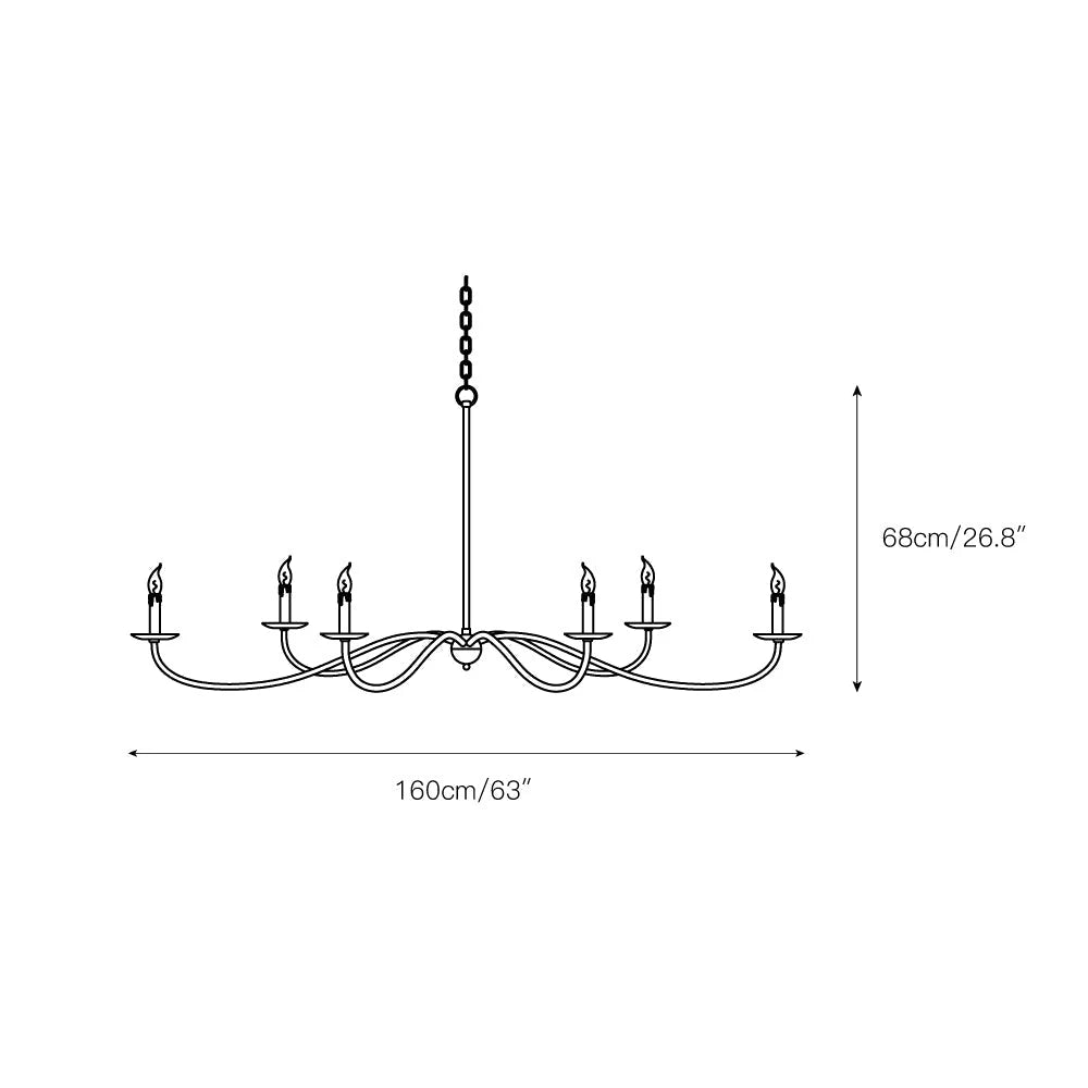 Chandelier | Candle-Style Minimalist Iron & Brass | 6-Light