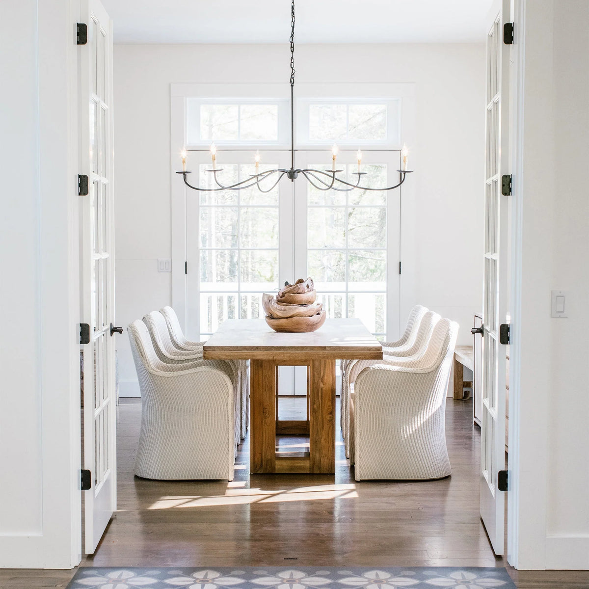 Chandelier | Candle-Style Minimalist Iron & Brass | 6-Light