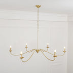Chandelier | Candle-Style Minimalist Iron & Brass | 6-Light