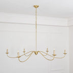 Chandelier | Candle-Style Minimalist Iron & Brass | 6-Light