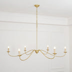 Chandelier | Candle-Style Minimalist Iron & Brass | 6-Light
