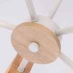 Chandelier Ceiling Light | Solid Wood Shades & Metal Frame | 3-8 Lights