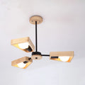 Chandelier Ceiling Light | Solid Wood Shades & Metal Frame | 3-8 Lights