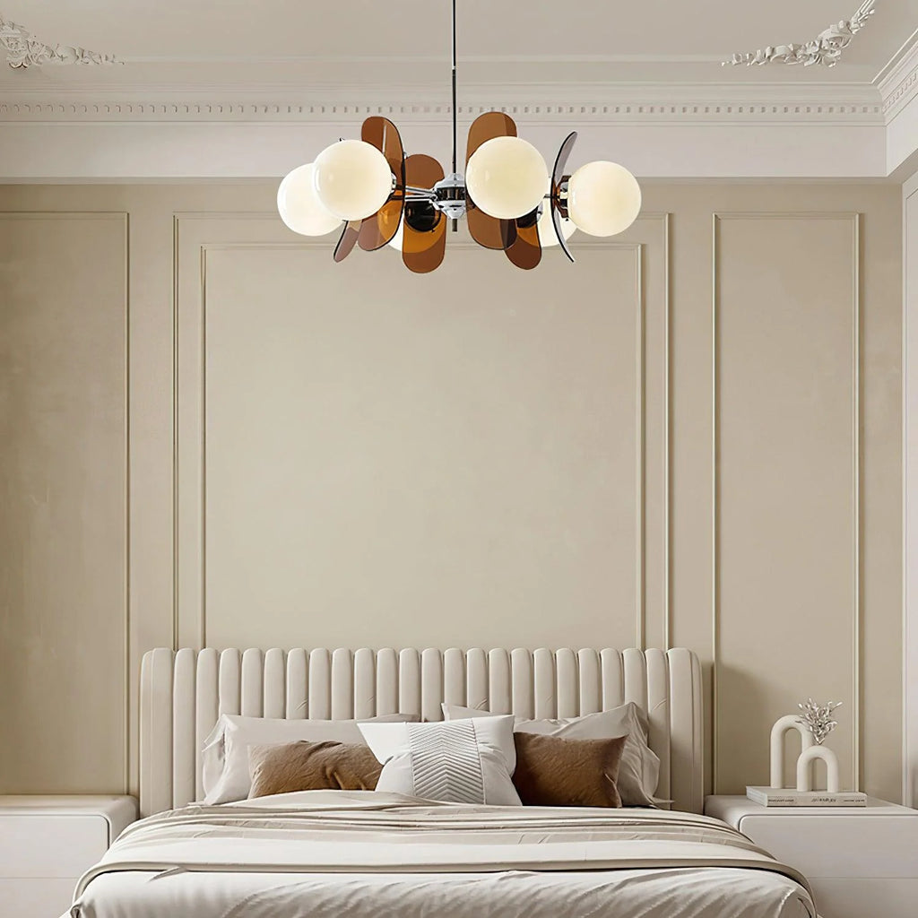 Chandelier | Floral Sputnik Design Metal & Glass | Adjustable Cord