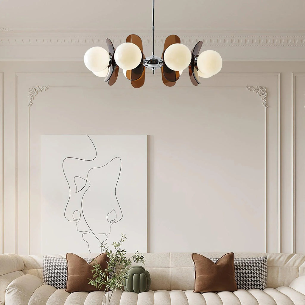 Chandelier | Floral Sputnik Design Metal & Glass | Adjustable Cord