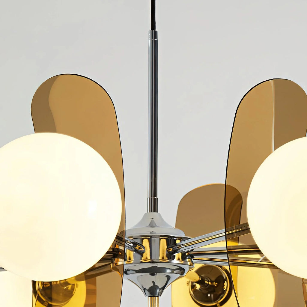 Chandelier | Floral Sputnik Design Metal & Glass | Adjustable Cord