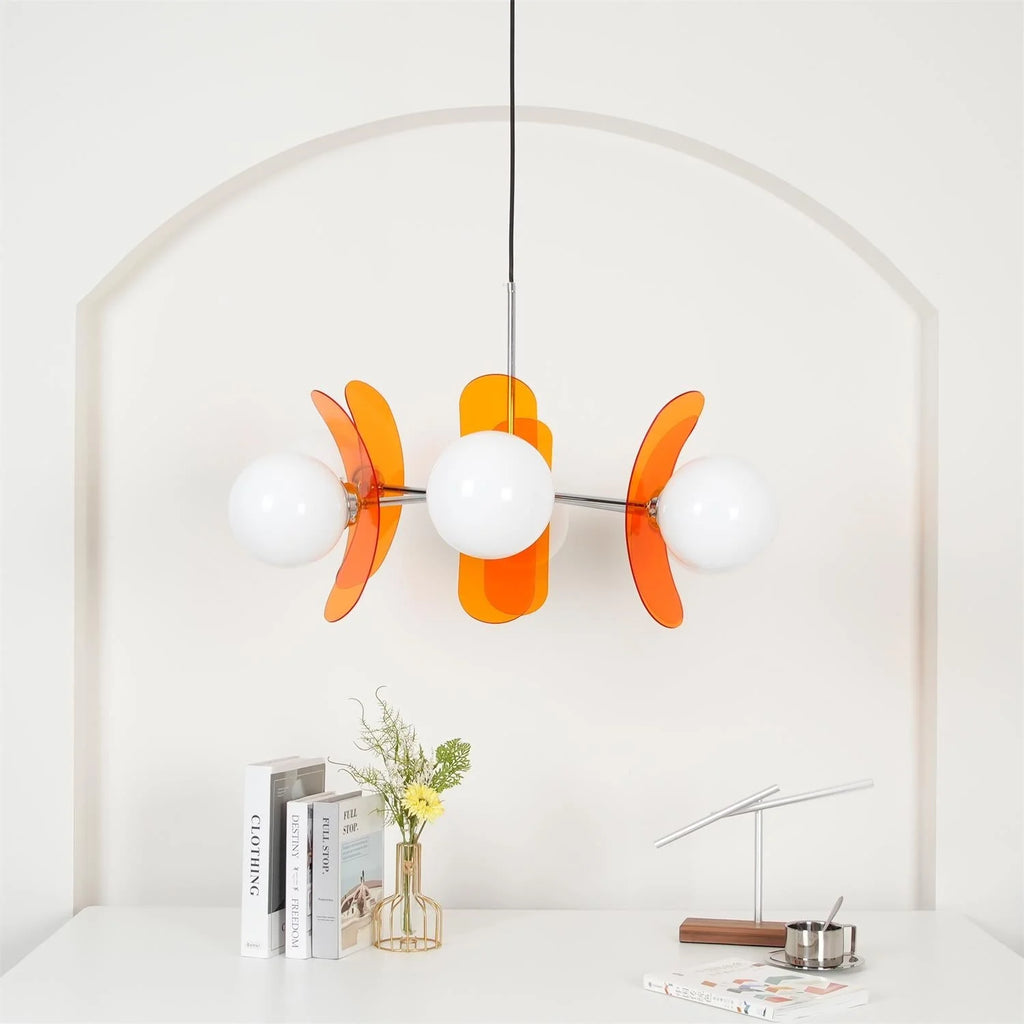 Chandelier | Floral Sputnik Design Metal & Glass | Adjustable Cord