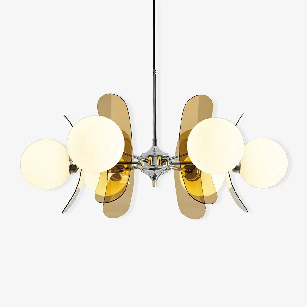 Chandelier | Floral Sputnik Design Metal & Glass | Adjustable Cord