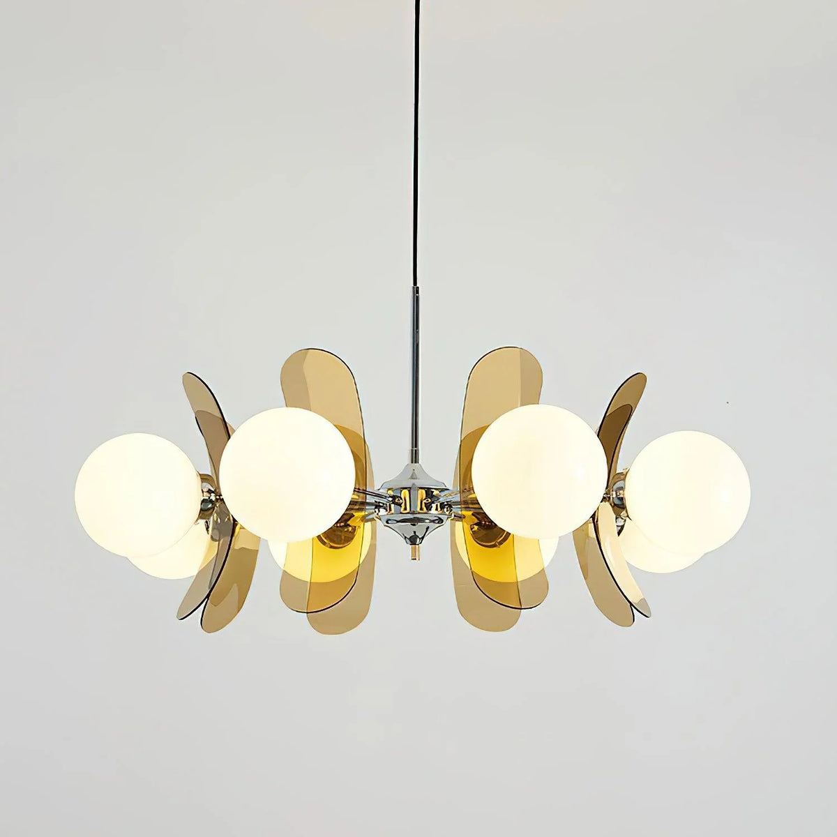 Chandelier | Floral Sputnik Design Metal & Glass | Adjustable Cord